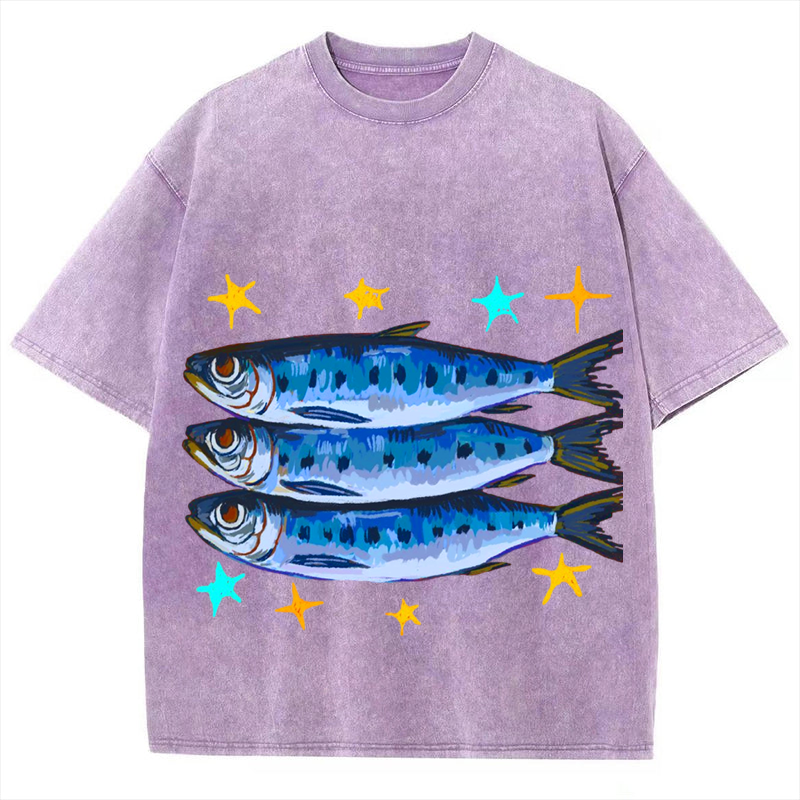 Sardines Solid Unisex Vintage Washed Tee