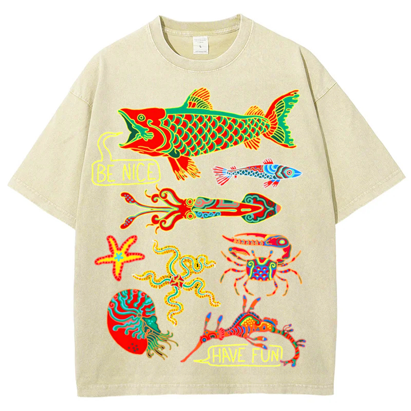Sea Animals1 Solid Unisex Vintage Washed Tee