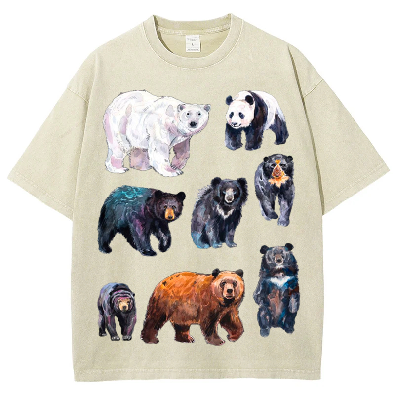 Cute Bears Solid Unisex Vintage Washed Tee