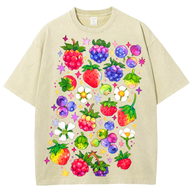 Kinds Of Fruits1 Solid Unisex Vintage Washed Tee