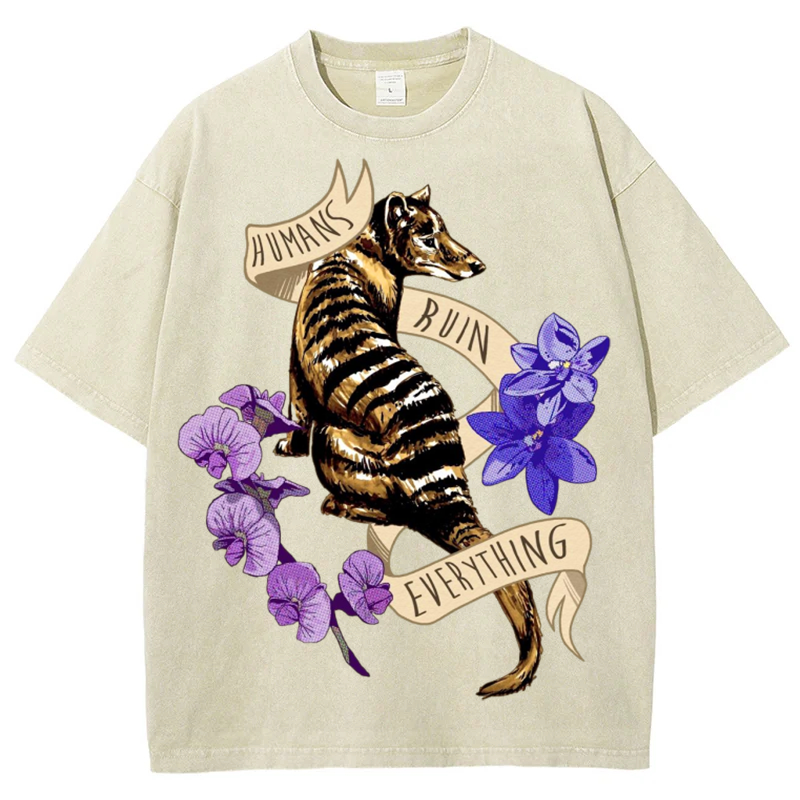 Thylacine Solid Unisex Vintage Washed Tee