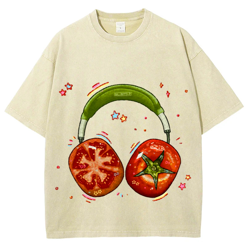 Tomato Hedset Solid Unisex Vintage Washed Tee