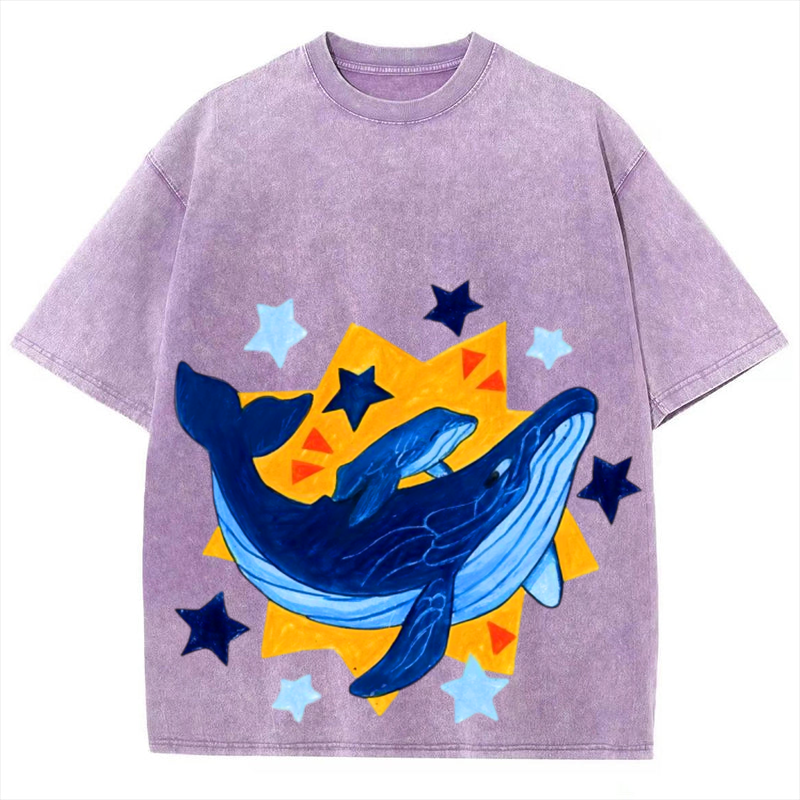 Star Whale Solid Unisex Vintage Washed Tee