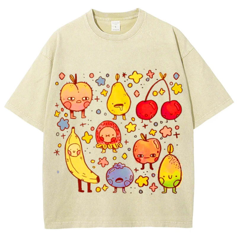 Kinds Of Fruits2 Solid Unisex Vintage Washed Tee