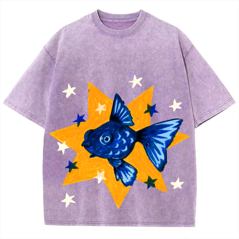 Star Fish Solid Unisex Vintage Washed Tee