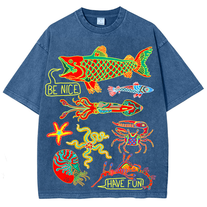 Have Fun Fish Solid Unisex Vintage Washed Tee