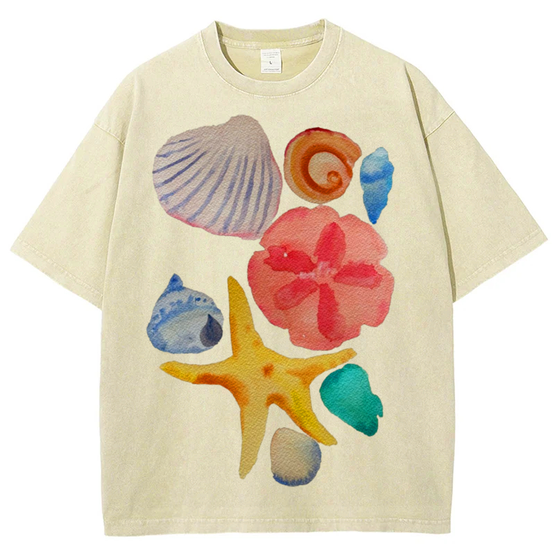 Sea Animals5 Solid Unisex Vintage Washed Tee