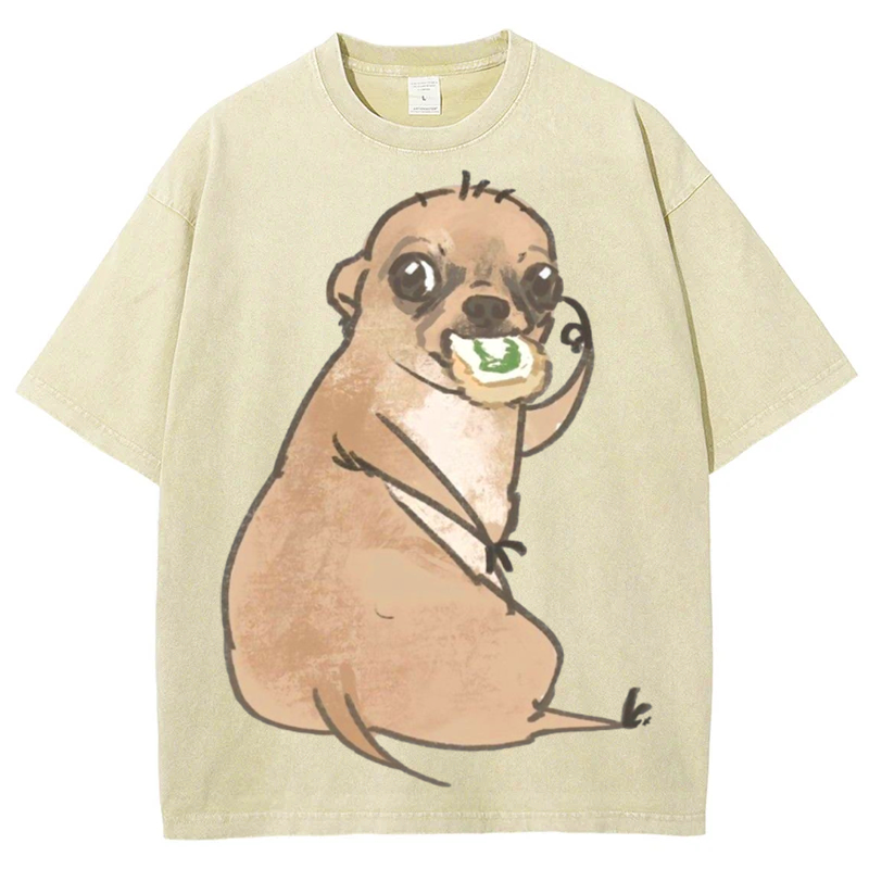 Brown Dog Solid Unisex Vintage Washed Tee