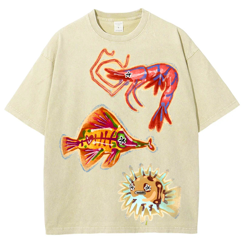 Sea Animals2 Solid Unisex Vintage Washed Tee