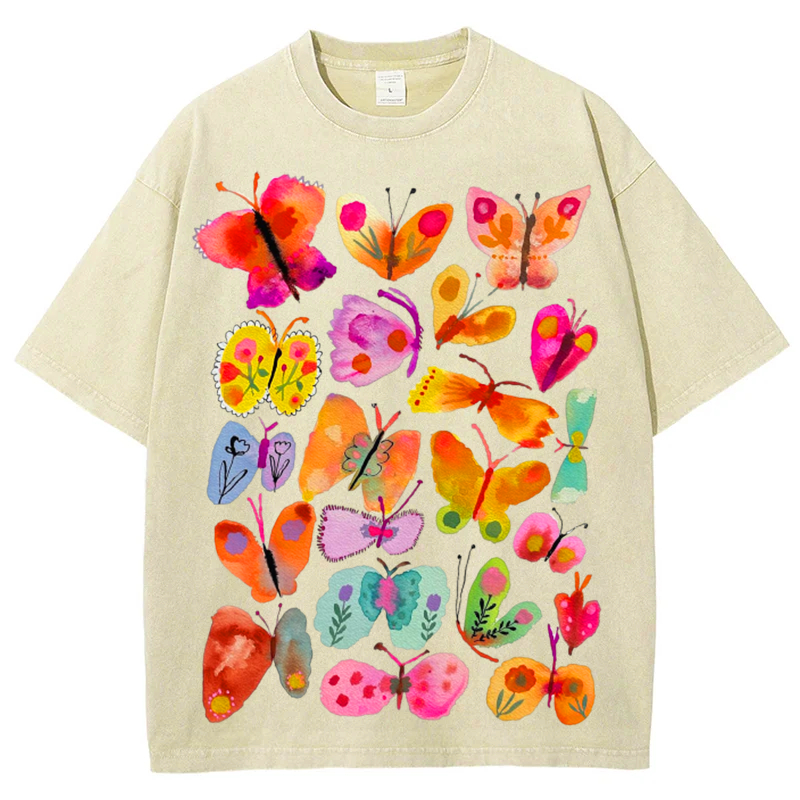Butterfly2 Solid Unisex Vintage Washed Tee