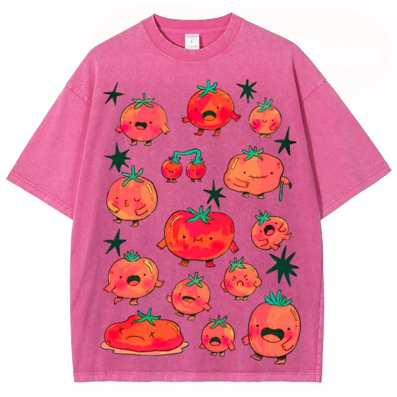 Cute Tomatos Solid Unisex Vintage Washed Tee