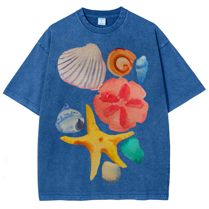 Sea Animals5 Solid Unisex Vintage Washed Tee