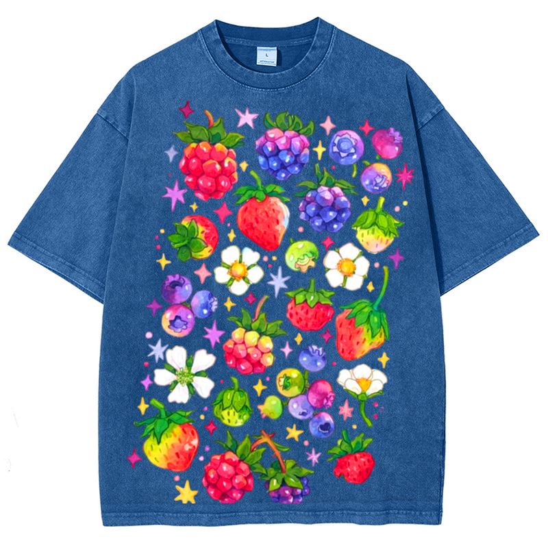 Kinds Of Fruits1 Solid Unisex Vintage Washed Tee