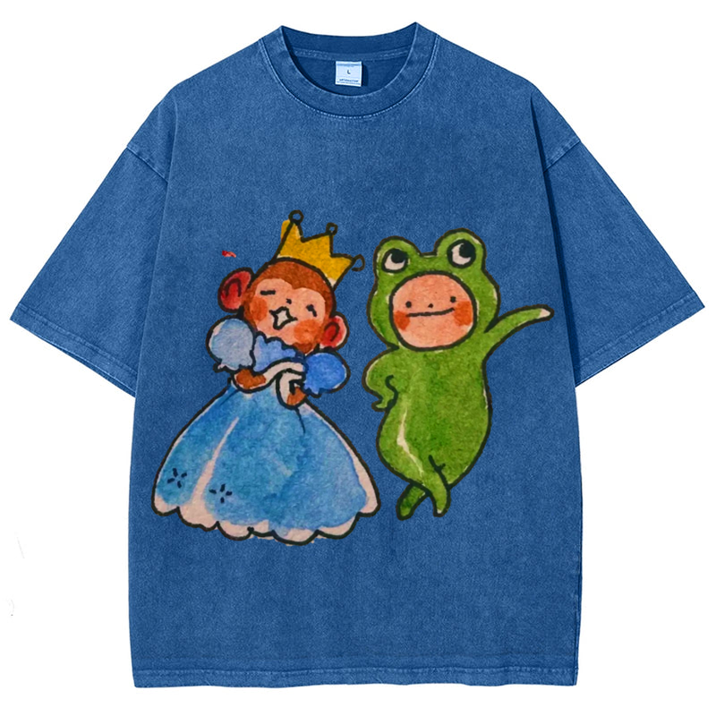 Princess And Frog Solid Unisex Vintage Washed Tee