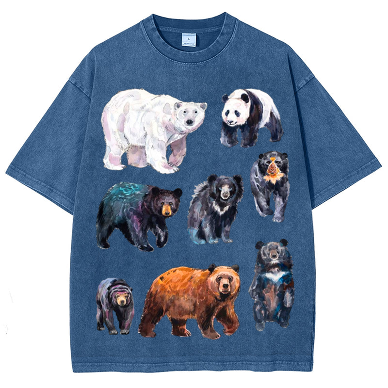 Cute Bears Solid Unisex Vintage Washed Tee