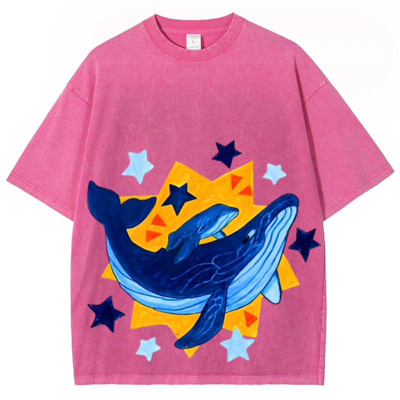 Star Whale Solid Unisex Vintage Washed Tee