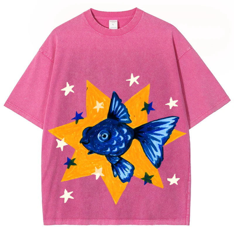 Star Fish Solid Unisex Vintage Washed Tee
