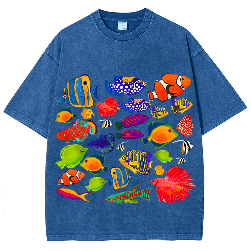 Sea Animals4 Solid Unisex Vintage Washed Tee