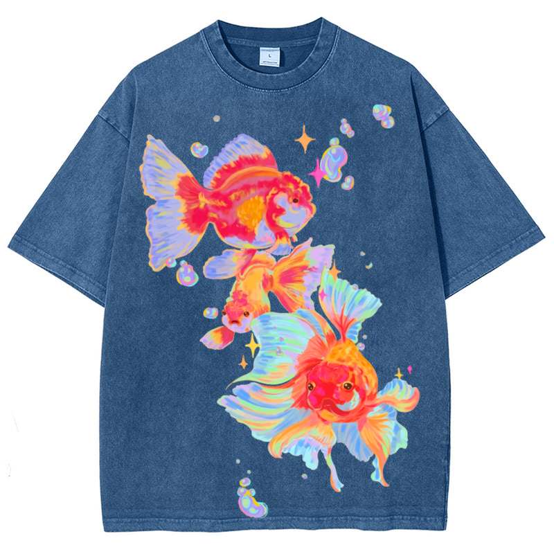 Koi Fish Solid Unisex Vintage Washed Tee