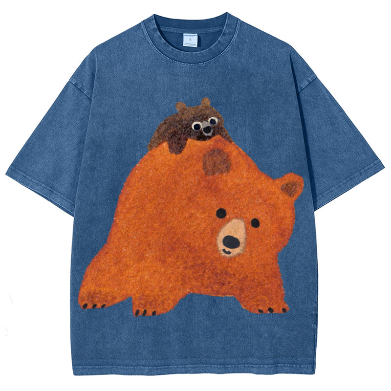 Cuty Bear Solid Unisex Vintage Washed Tee