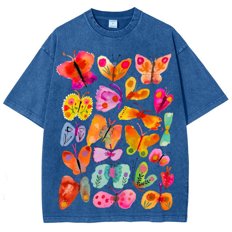 Butterfly2 Solid Unisex Vintage Washed Tee