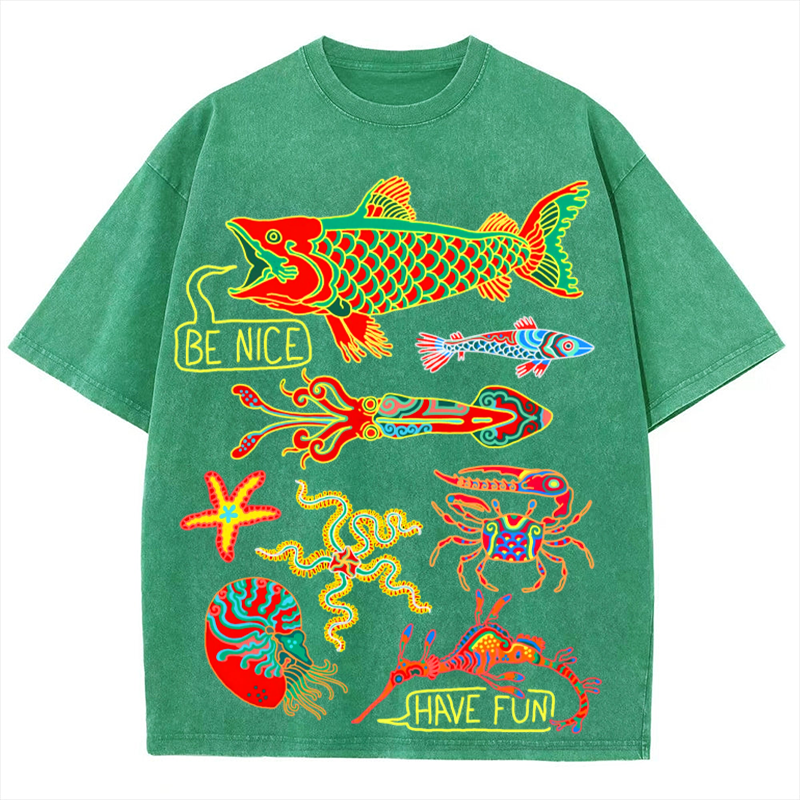 Have Fun Fish Solid Unisex Vintage Washed Tee