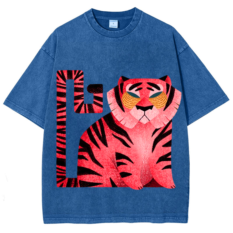 Square Tiger Solid Unisex Vintage Washed Tee