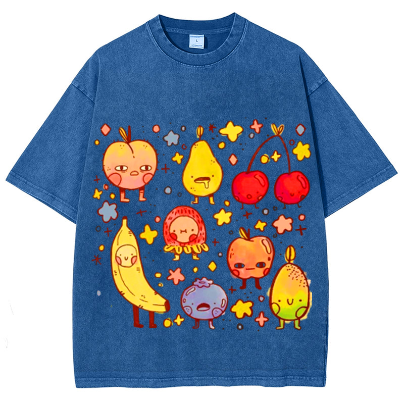 Kinds Of Fruits2 Solid Unisex Vintage Washed Tee