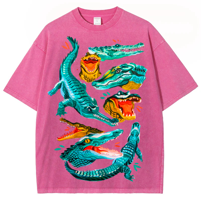 Green Crocodile Solid Unisex Vintage Washed Tee
