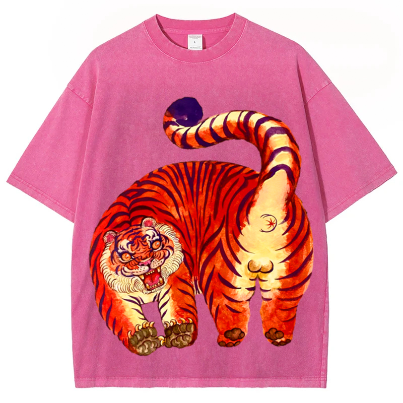 Red Tiger Solid Unisex Vintage Washed Tee