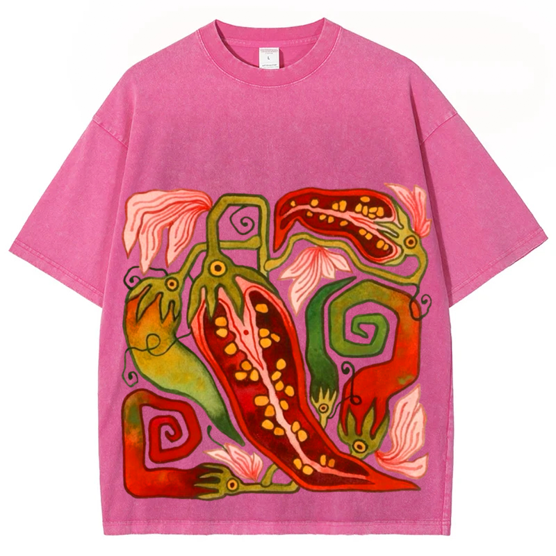 Red Pepper Solid Unisex Vintage Washed Tee