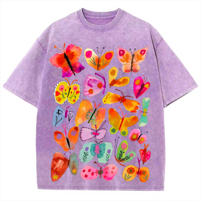 Butterfly2 Solid Unisex Vintage Washed Tee