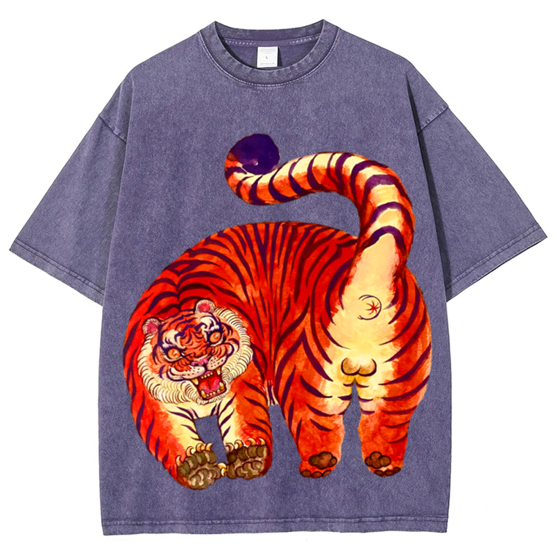Red Tiger Solid Unisex Vintage Washed Tee