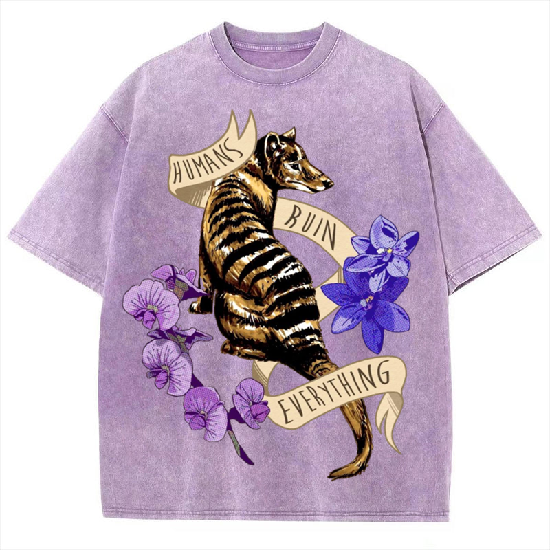 Thylacine Solid Unisex Vintage Washed Tee
