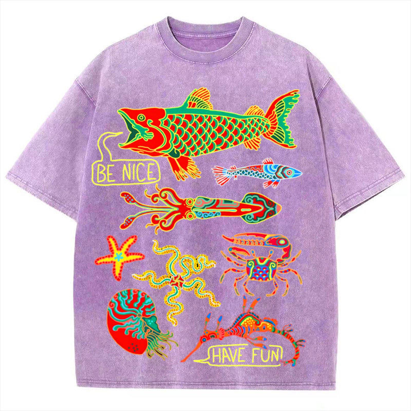 Sea Animals1 Solid Unisex Vintage Washed Tee