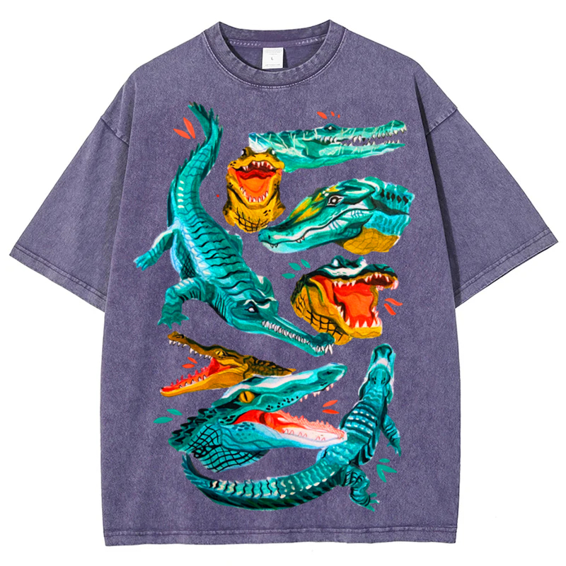 Green Crocodile Solid Unisex Vintage Washed Tee