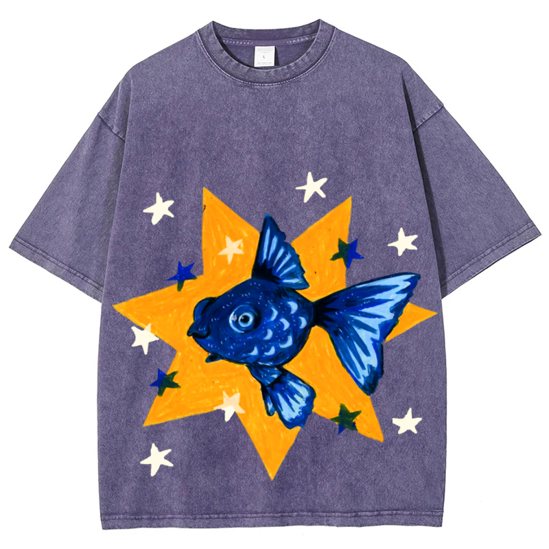Star Fish Solid Unisex Vintage Washed Tee