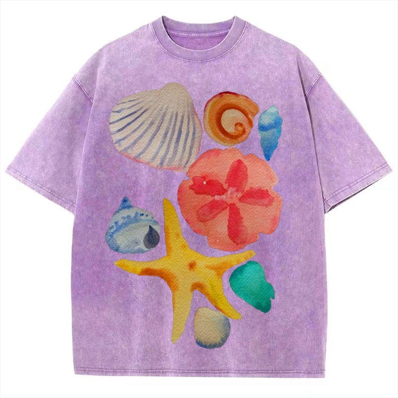 Sea Animals5 Solid Unisex Vintage Washed Tee