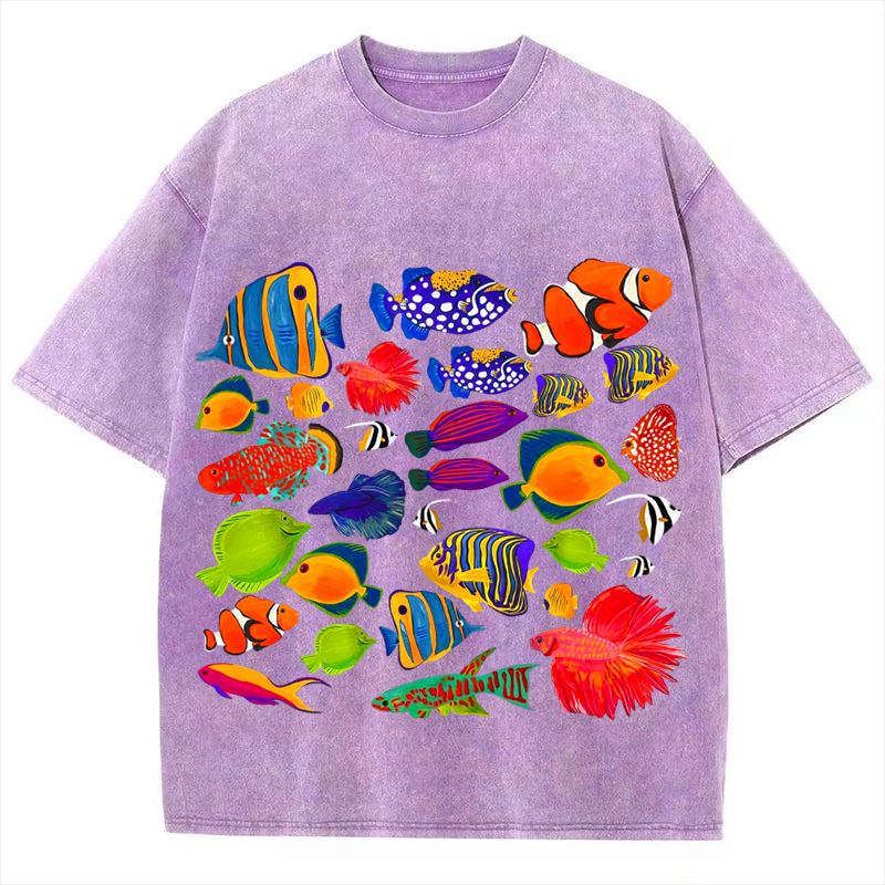 Sea Animals4 Solid Unisex Vintage Washed Tee