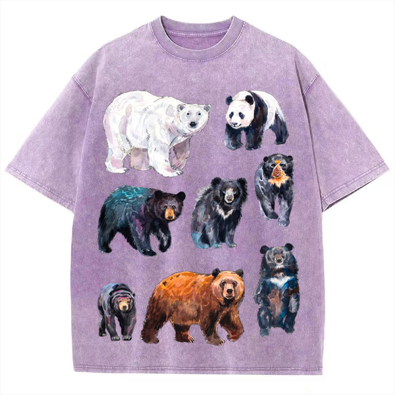 Cute Bears Solid Unisex Vintage Washed Tee