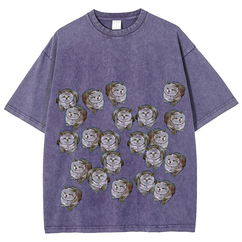 Gray Cats Solid Unisex Vintage Washed Tee