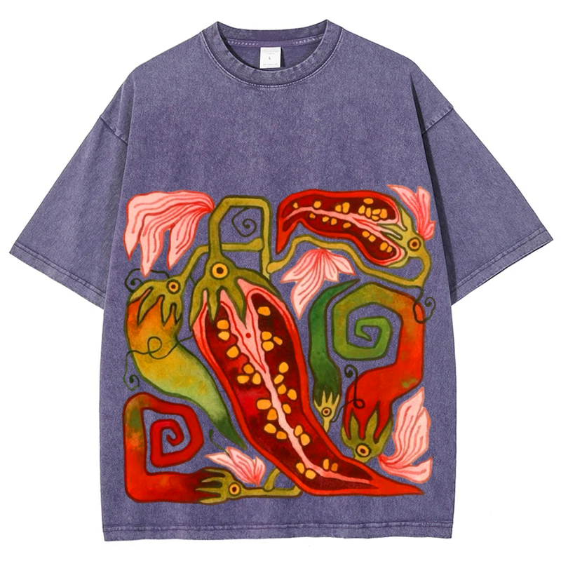 Red Pepper Solid Unisex Vintage Washed Tee