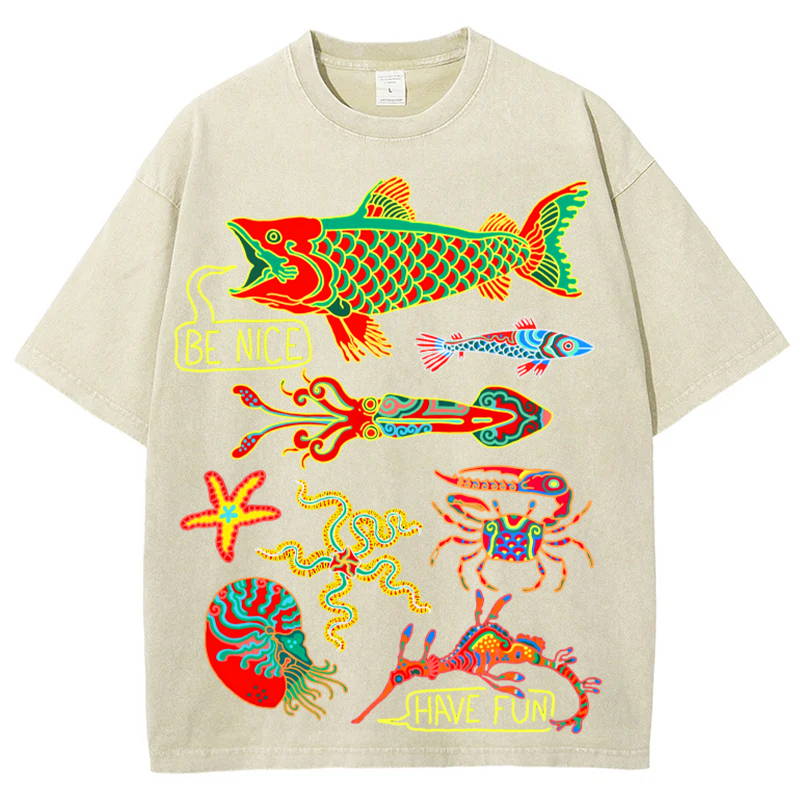 Have Fun Fish Solid Unisex Vintage Washed Tee