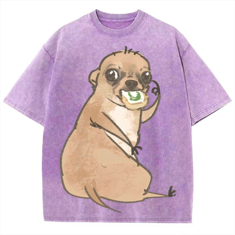 Brown Dog Solid Unisex Vintage Washed Tee