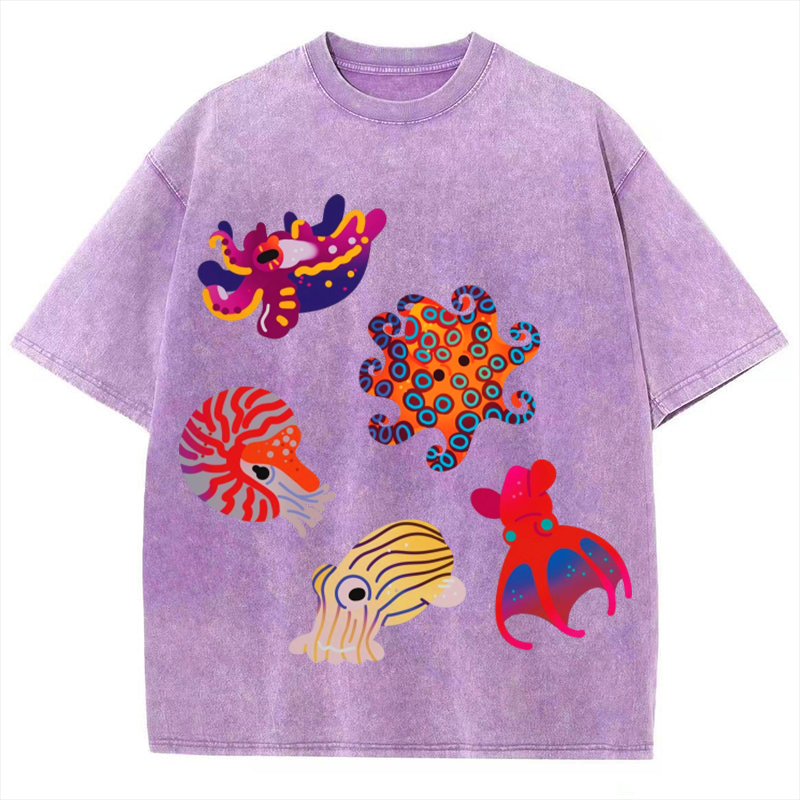 Sea Animals3 Solid Unisex Vintage Washed Tee