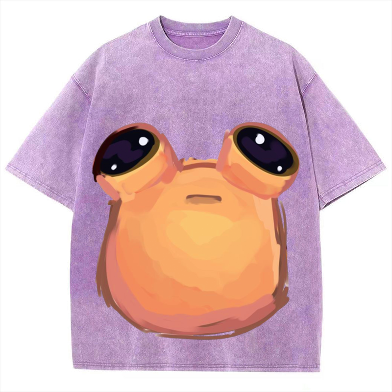 Cartoon Alien Ver1 Solid Unisex Vintage Washed Tee