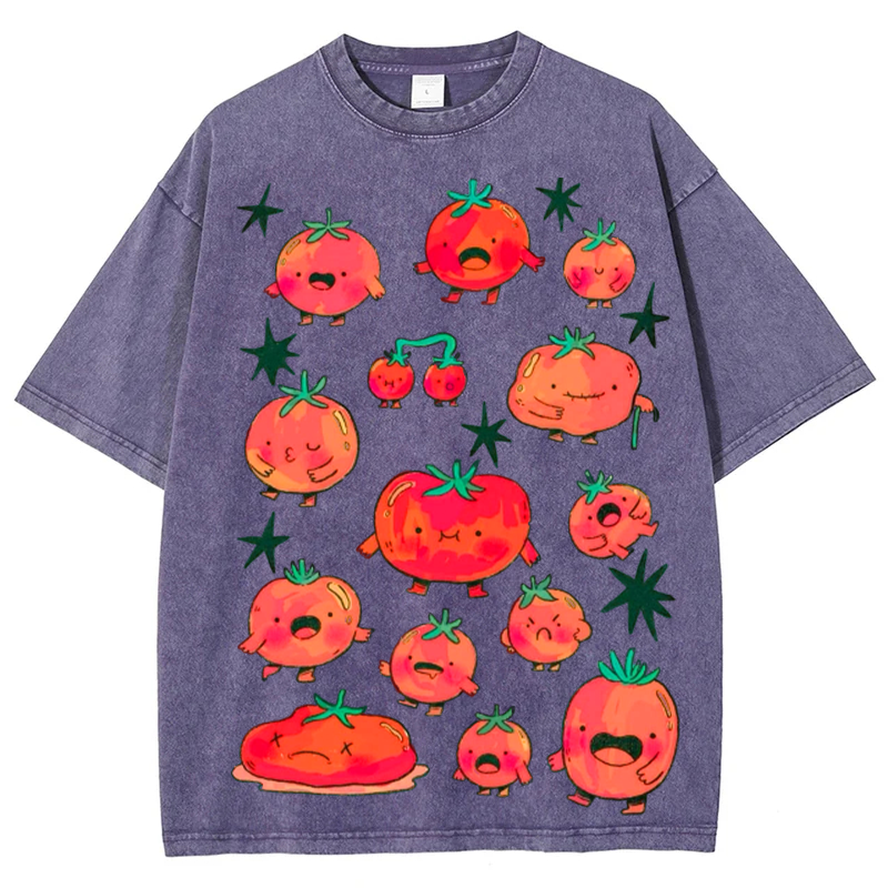 Cute Tomatos Solid Unisex Vintage Washed Tee