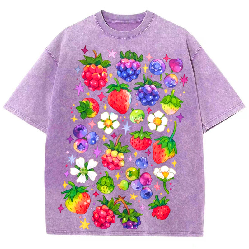 Kinds Of Fruits1 Solid Unisex Vintage Washed Tee