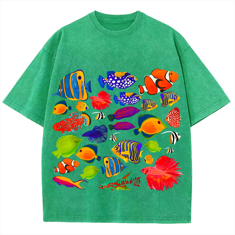 Sea Animals4 Solid Unisex Vintage Washed Tee