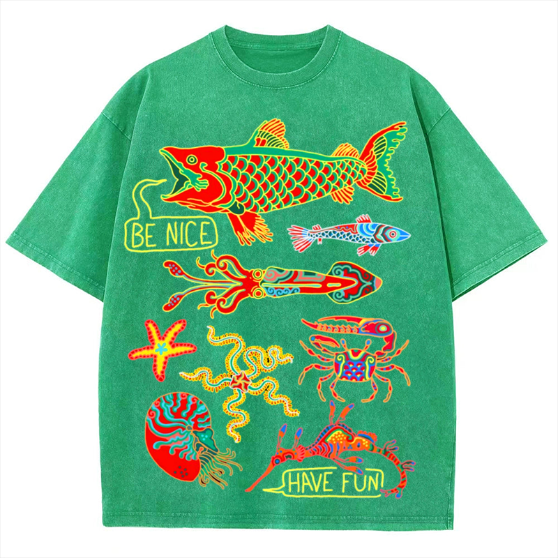 Sea Animals1 Solid Unisex Vintage Washed Tee